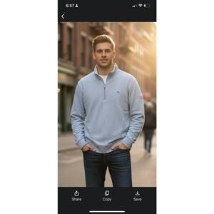 Izod Sweater Men Large Gray Pullover Quarter Zip Long Sleeve Fleece Sweatshirt